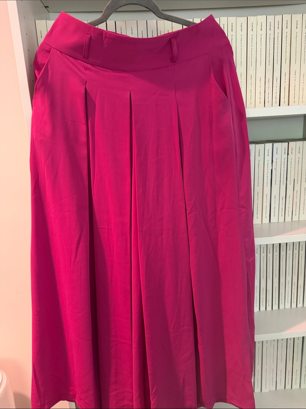 High-Waist Pleated Maxi Skirt in Fuchsia